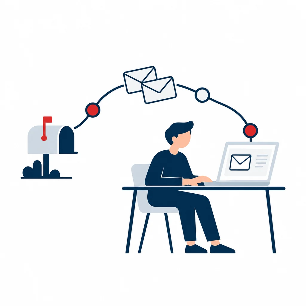 Emprendedor gestionando la recepción y digitalización de correspondencia comercial.